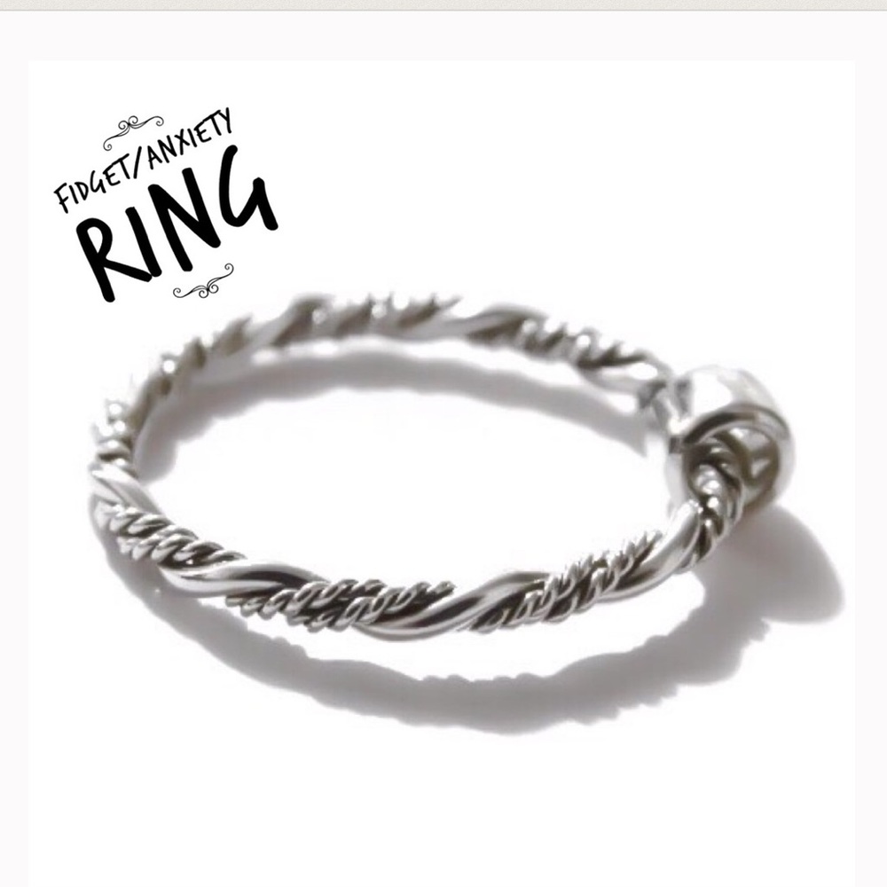 3 x 925 STERLING SILVER fidget/anxiety sliding bead spinner ring
